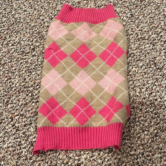 Pink Argyle Pet Sweater by Wag&Bone - Picture 1 of 7